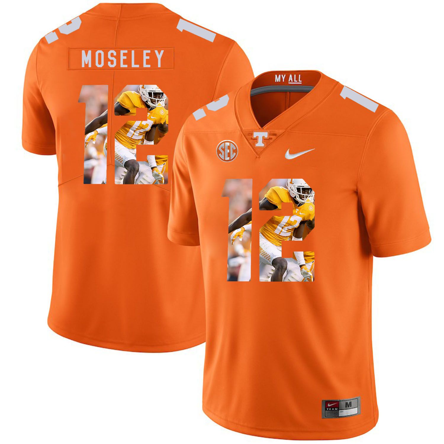 Men Tennessee Volunteers #12 Moseley Orange Fashion Edition Customized NCAA Jerseys